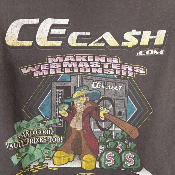 Vintage CE Cash T Shirt Mens Size XL Black Y2K Making Webmasters Millions Tech - Picture 4 of 8